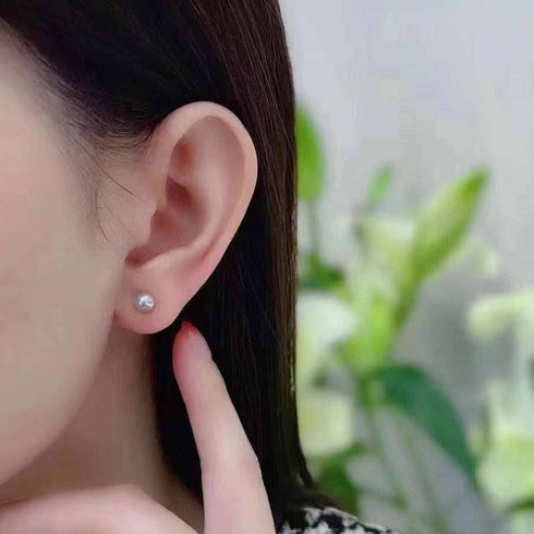 Chic 4-5mm Akoya Silver Blue Pearl Stud Earrings - House Of Pearls